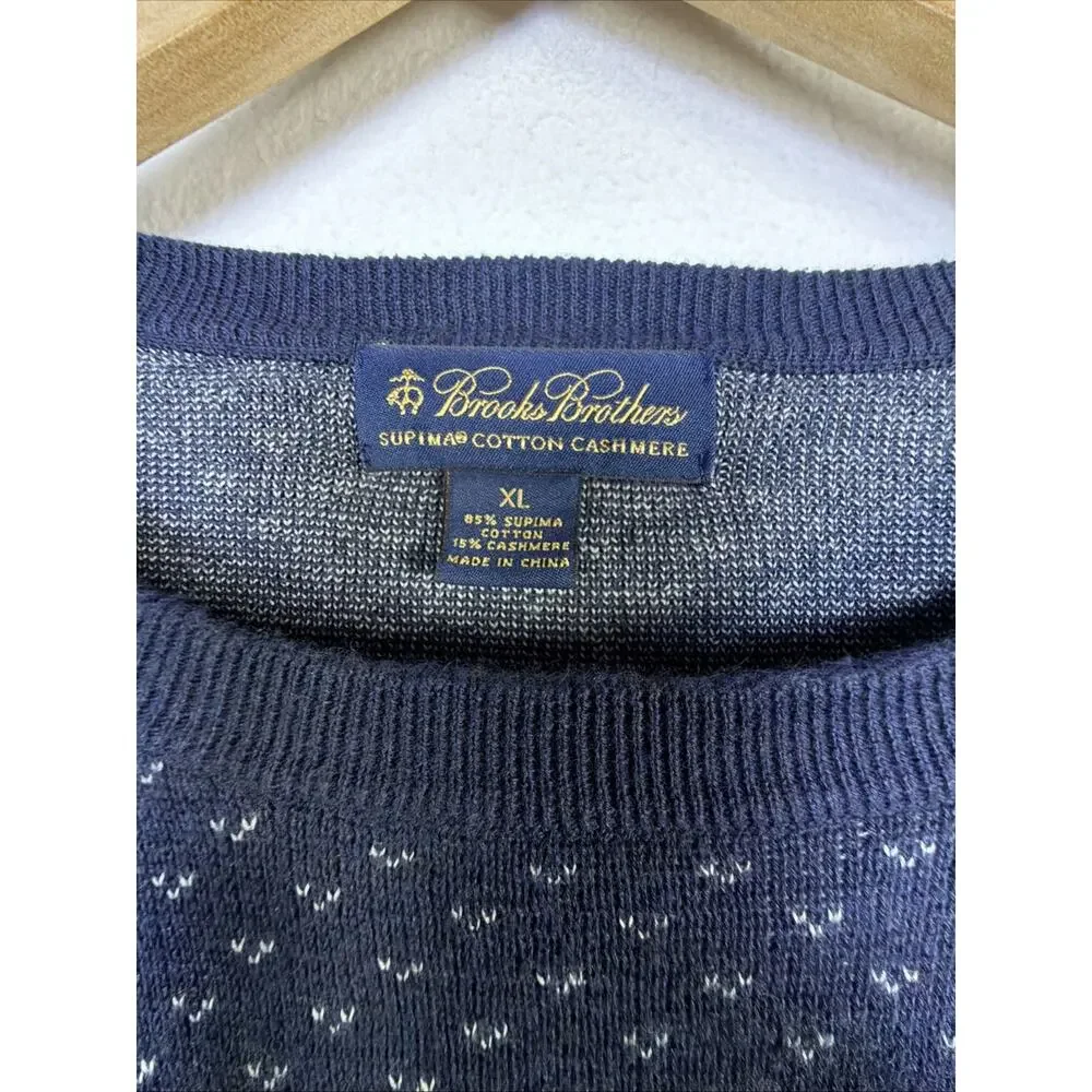 Brooks Brothers mens XL Cotton Cashmere Crewneck Sweater navy quiet luxury